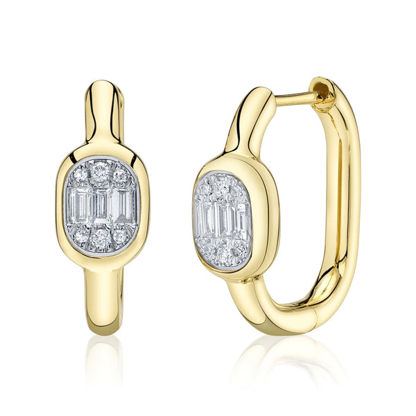 0.20CT Diamond Baguette Oval Hoop Earring