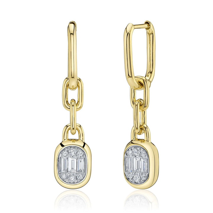 0.40CT Diamond Baguette Drop Link Earring