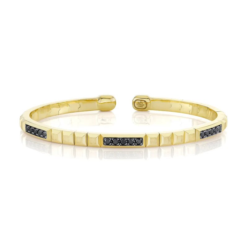 0.57ctw Geo Cut Black Diamond Cuff Bracelet