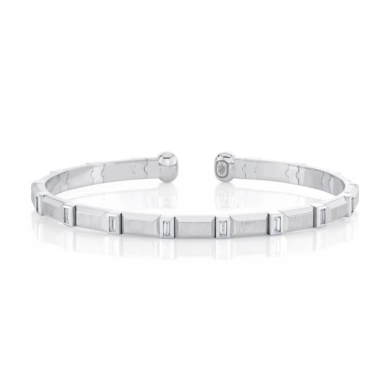0.45ctw Baguette Diamond Geo Cut Cuff Bracelet
