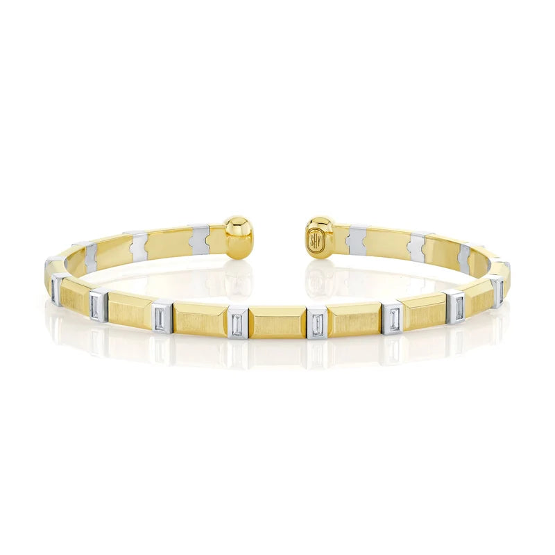 0.45ctw Baguette Diamond Geo Cut Cuff Bracelet