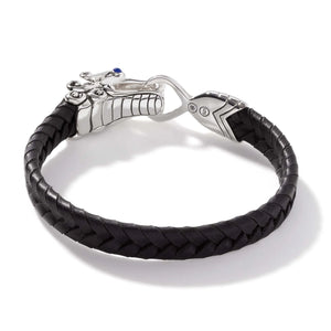 Naga Sterling Silver & Black Leather Bracelet