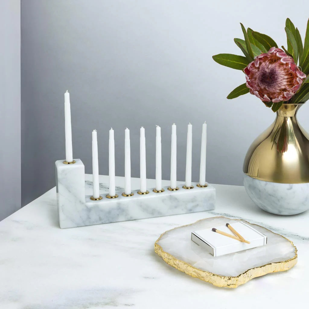 Brillante Menorah, Marble & Gold