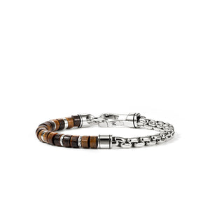 Sterling Silver 6mm Heishi Bracelet - Tiger Eye