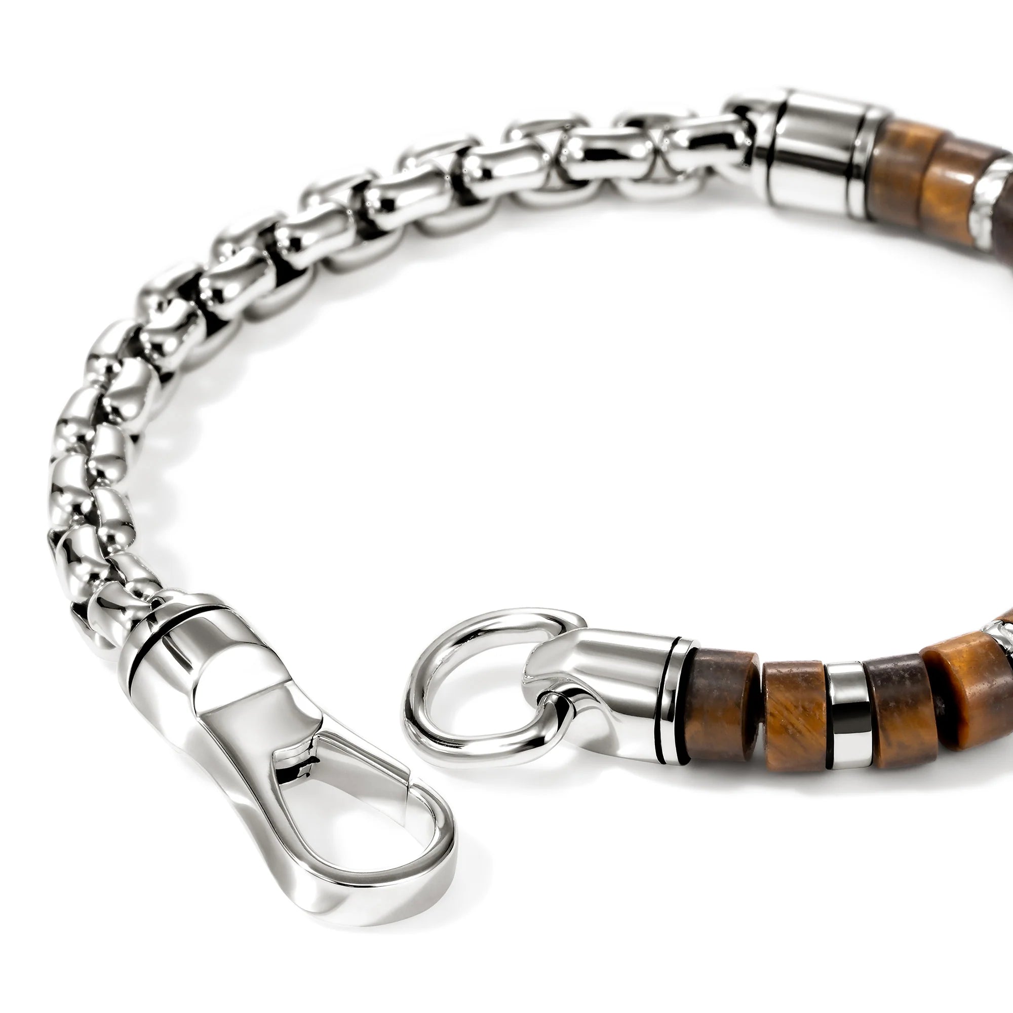 Sterling Silver 6mm Heishi Bracelet - Tiger Eye