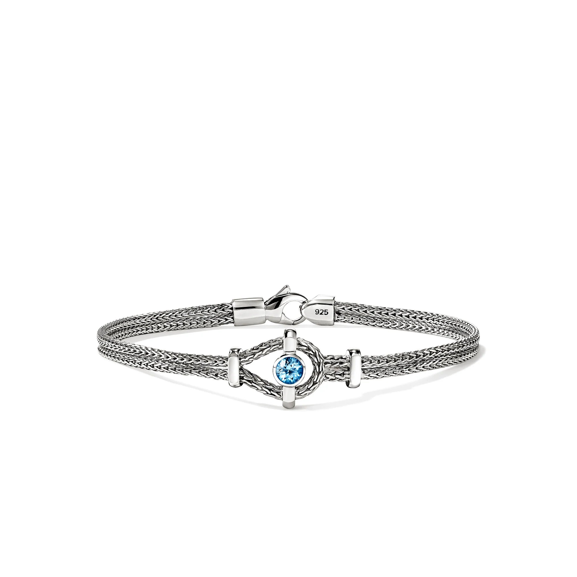 Sterling Silver 3.6mm Icon Bracelet - Swiss Blue Topaz