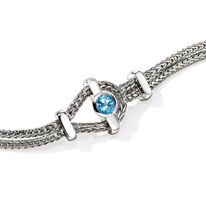 Sterling Silver 3.6mm Icon Bracelet - Swiss Blue Topaz