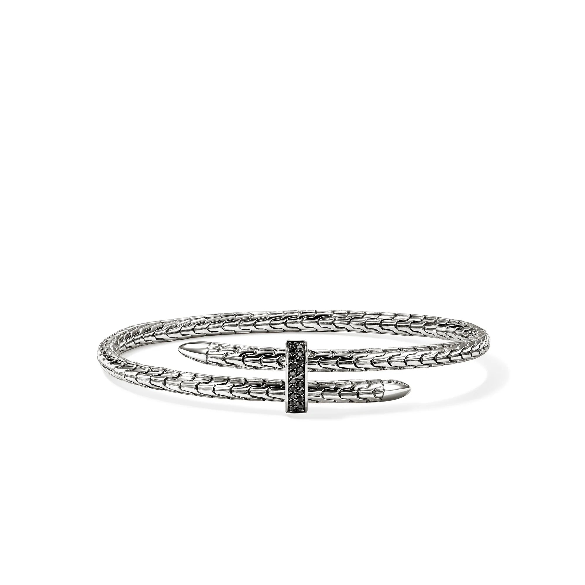 Sterling Silver Spear Flex Cuff With Black Sapphires