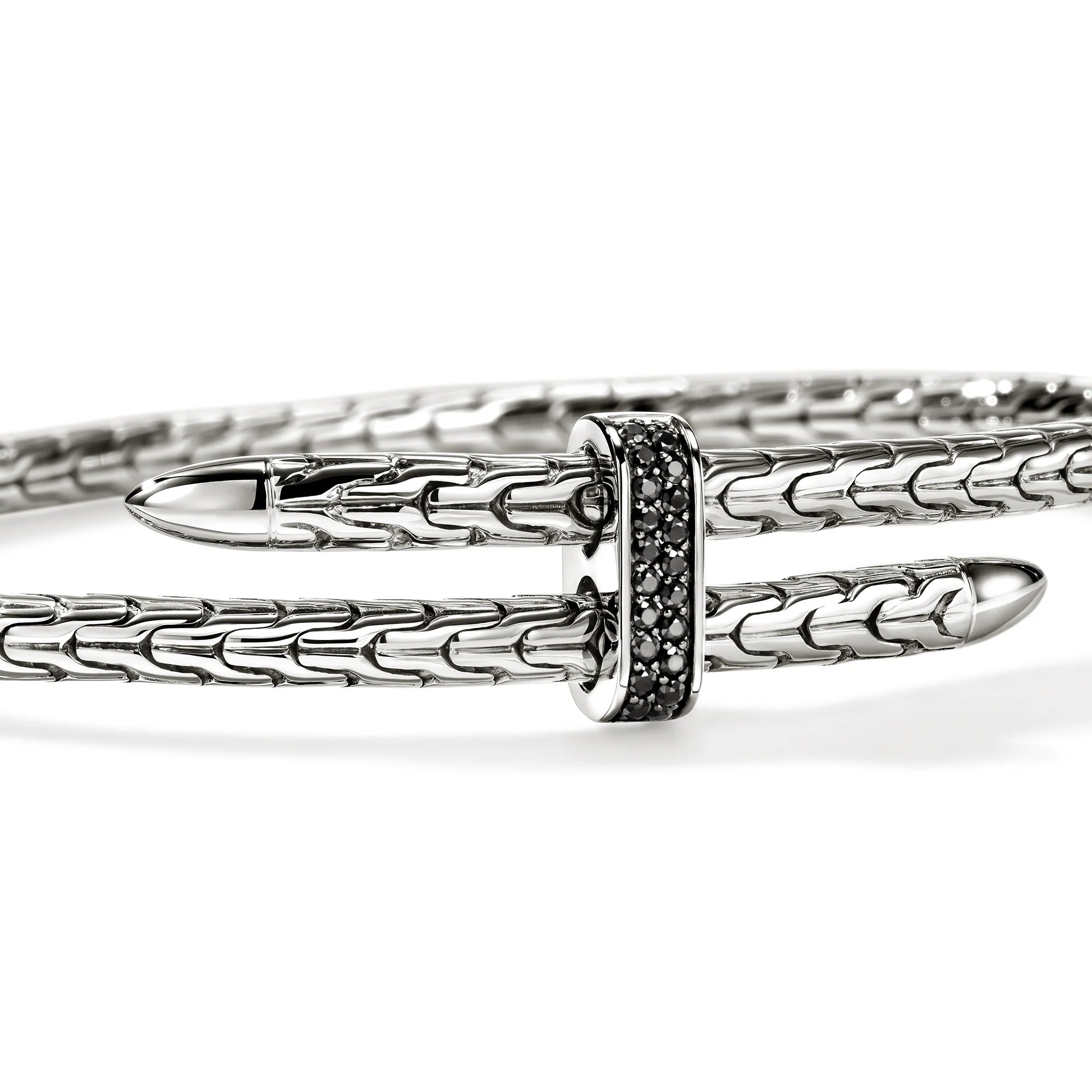 Sterling Silver Spear Flex Cuff With Black Sapphires