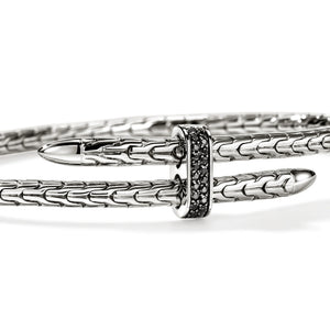 Sterling Silver Spear Flex Cuff With Black Sapphires