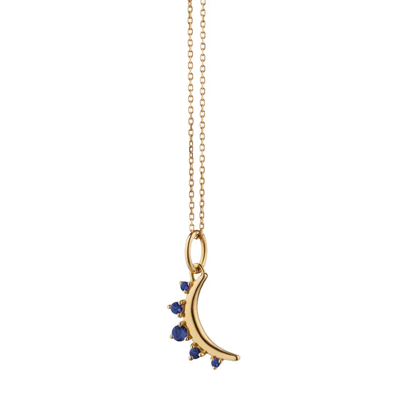 September Sapphire "Moon" 18K Gold Birthstone Necklace