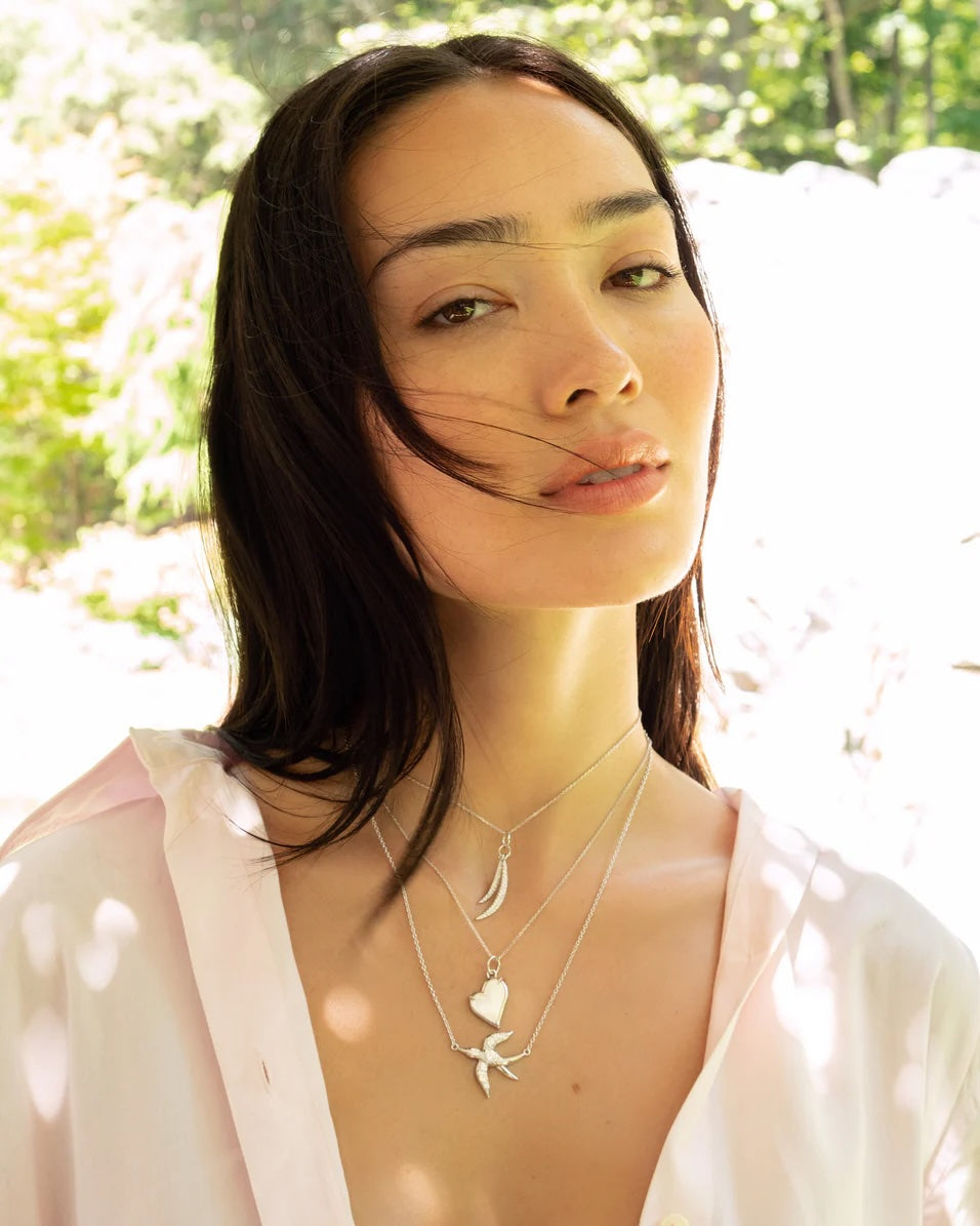 Mother of Pearl Classic Heart Sterling Silver Necklace