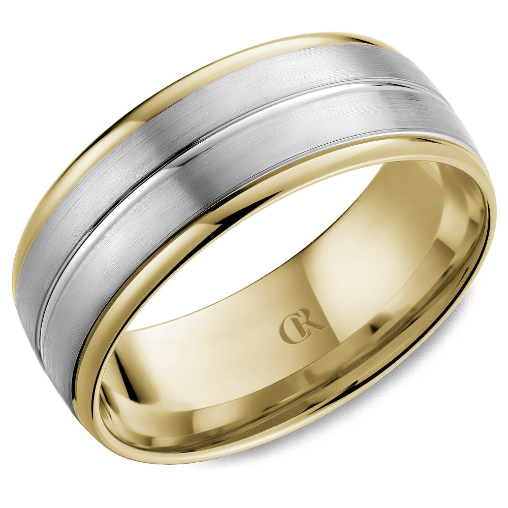 14K White And Yellow Gold With Sandpaper Finish