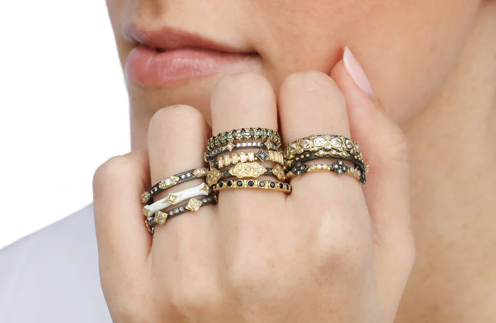 Blackened Silver Crivelli Stack Band Ring