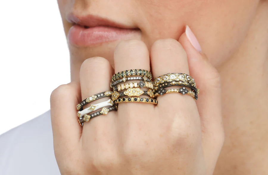 Blackened Silver Crivelli Stack Band Ring