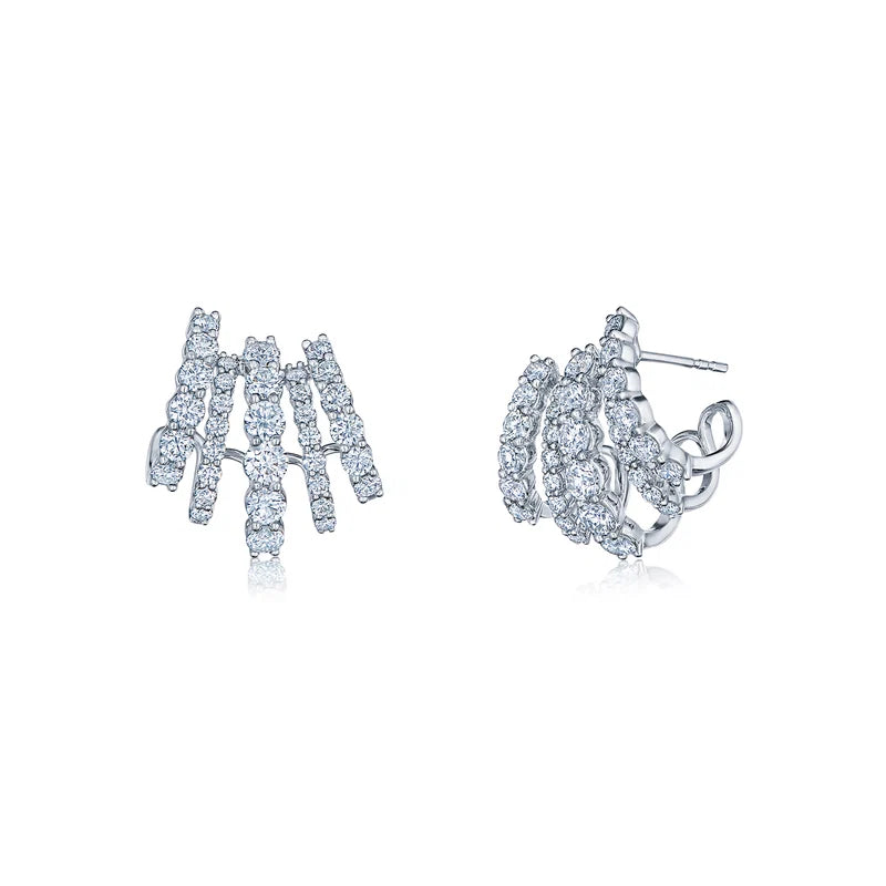 white gold multi-row diamond hoop earrings