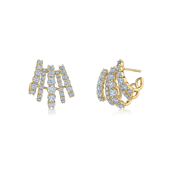2.76ctw Five-Row Diamond Huggie Earrings