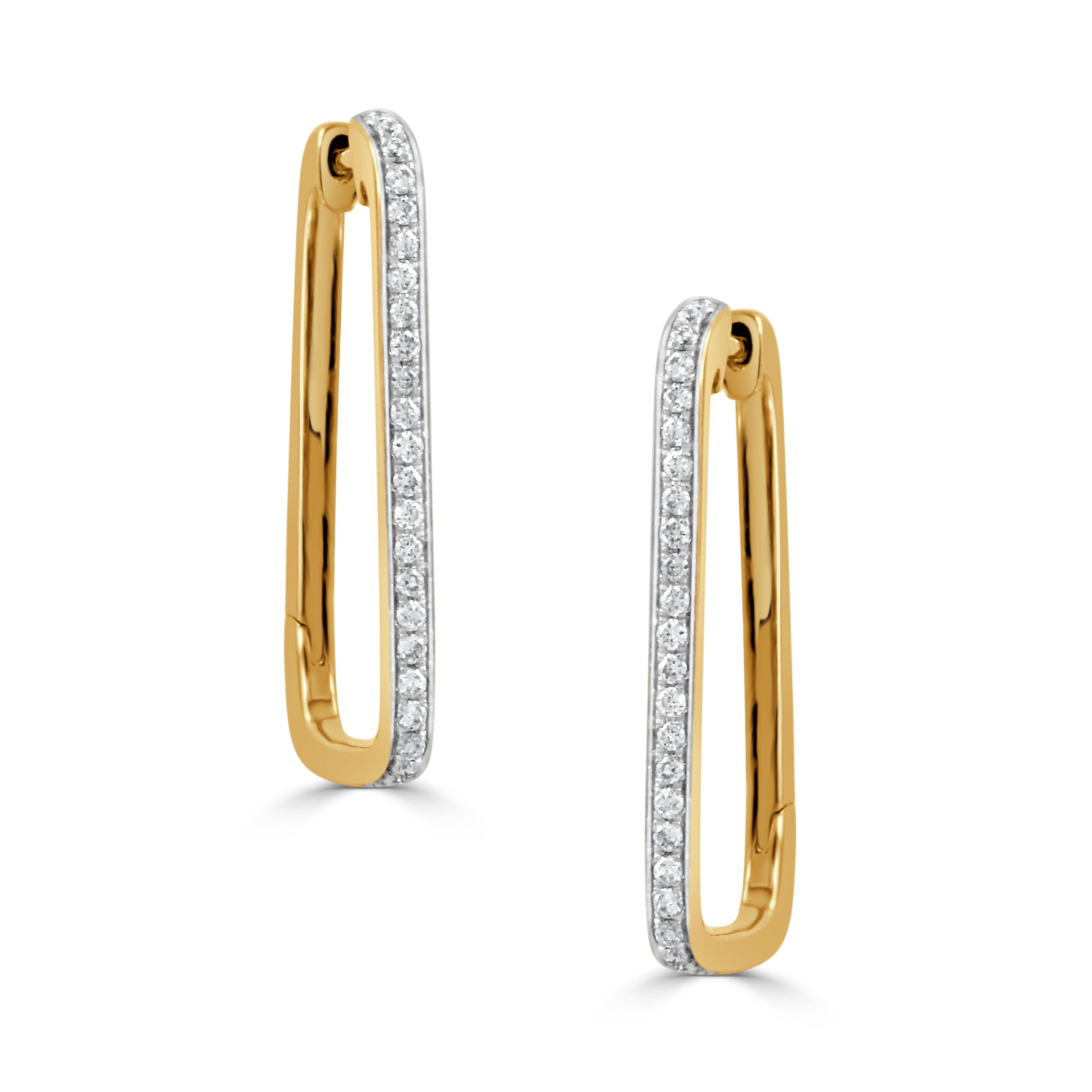 18K Yellow Gold 0.32ctw Diamond Hoop Earrings