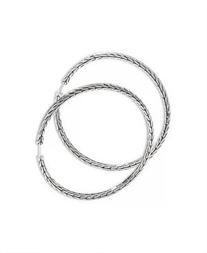 Large Carved Chain Hoop Earrings
