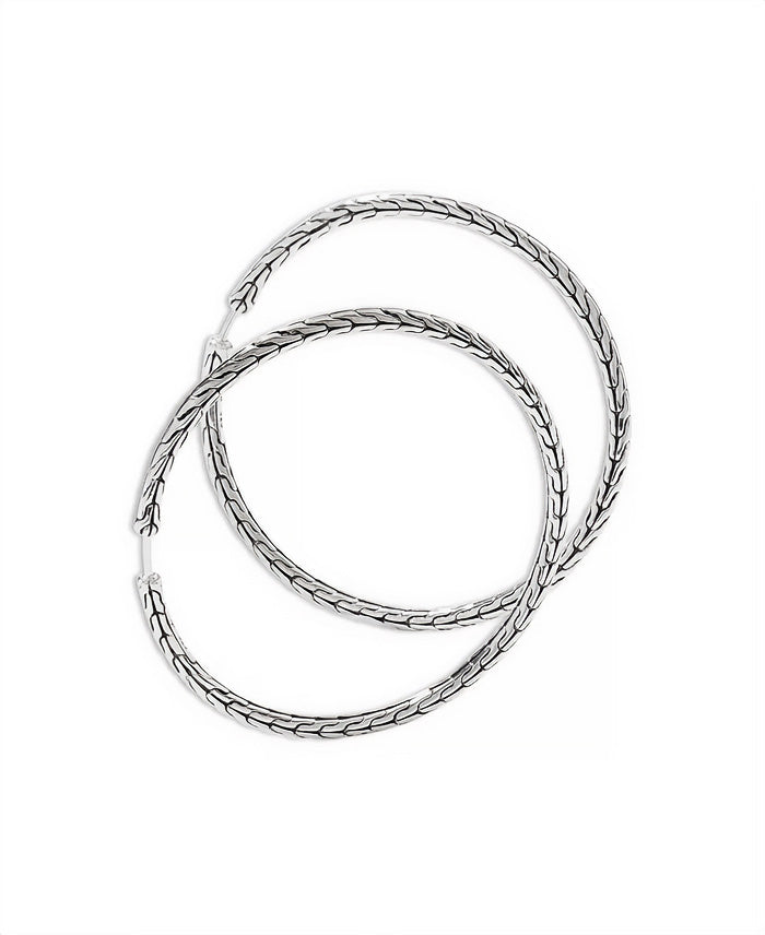 Large Carved Chain Hoop Earrings