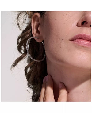 Large Carved Chain Hoop Earrings