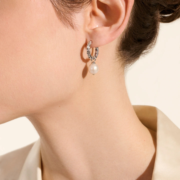 Classic Chain Pearl Hoop Earring