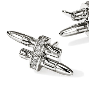 Spear Stud Earrings, Sterling Silver, Diamonds