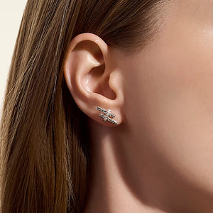 Spear Stud Earrings, Sterling Silver, Diamonds
