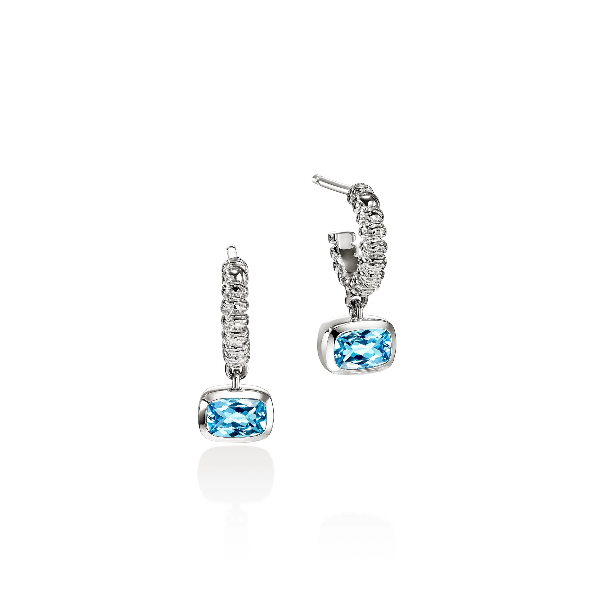 Sterling Silver Swiss Blue Topaz Heishi Gem Earrings