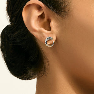 Naga Silver Hoop Blue Sapphire Earrings