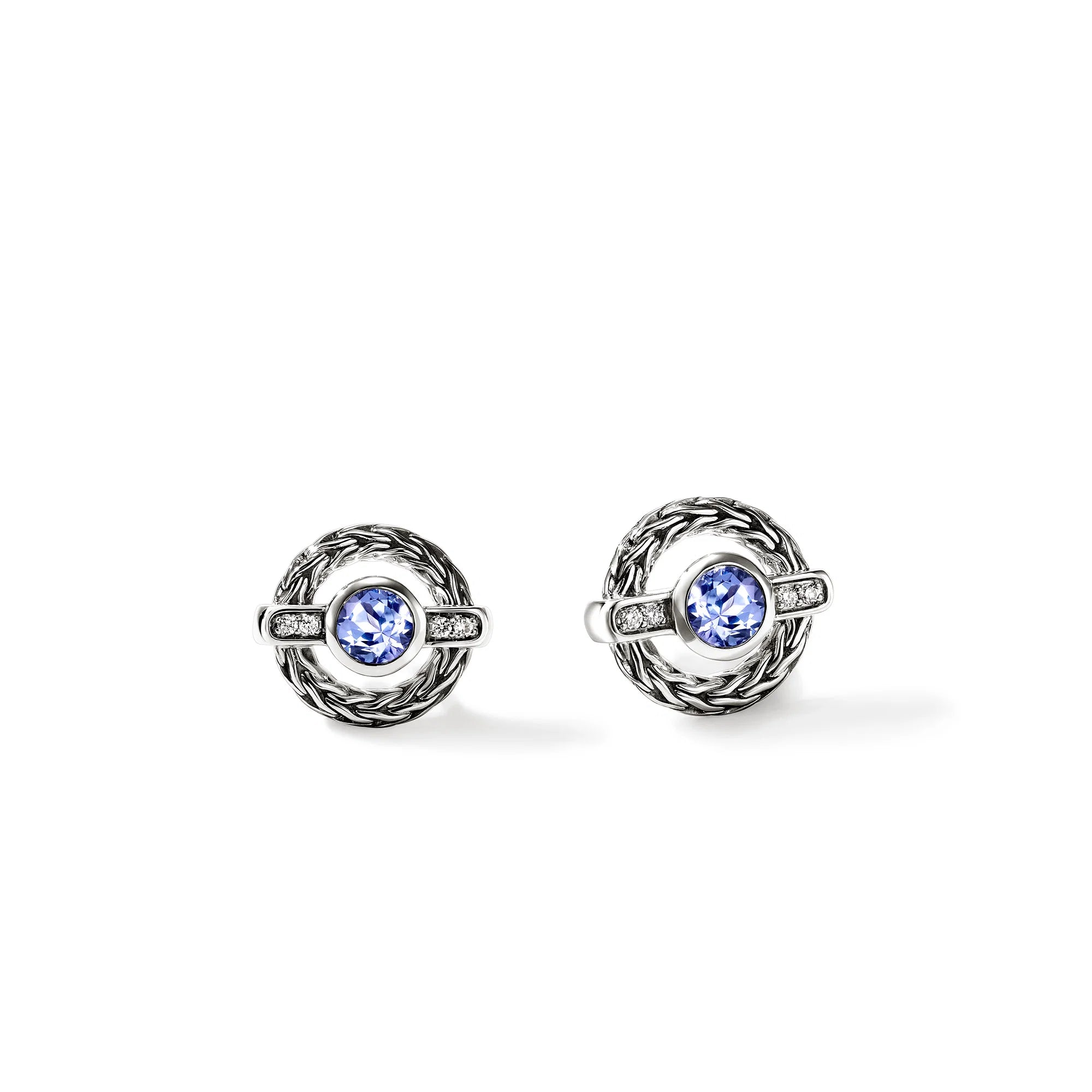 Sterling Silver Tanzanite Icon Stud Earrings