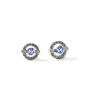 Sterling Silver Tanzanite Icon Stud Earrings