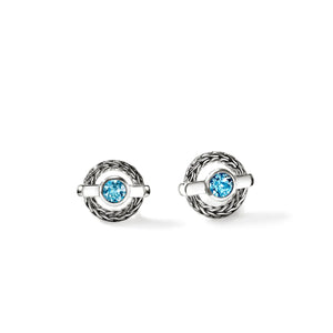 Sterling Silver Swiss Blue Topaz Icon Stud Earrings