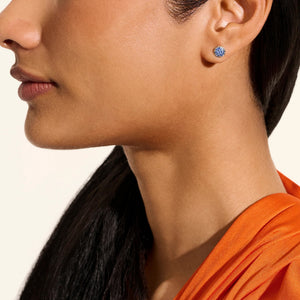 Essential Blue Sapphire Pavé Stud Earring