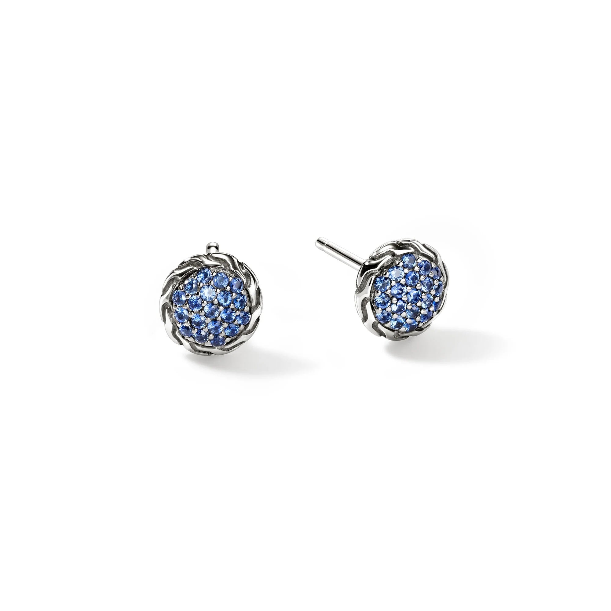 Essential Blue Sapphire Pavé Stud Earring