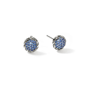 Essential Blue Sapphire Pavé Stud Earring
