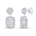 12.37ctw Radiant and Round Cut Diamond Drop Earrings