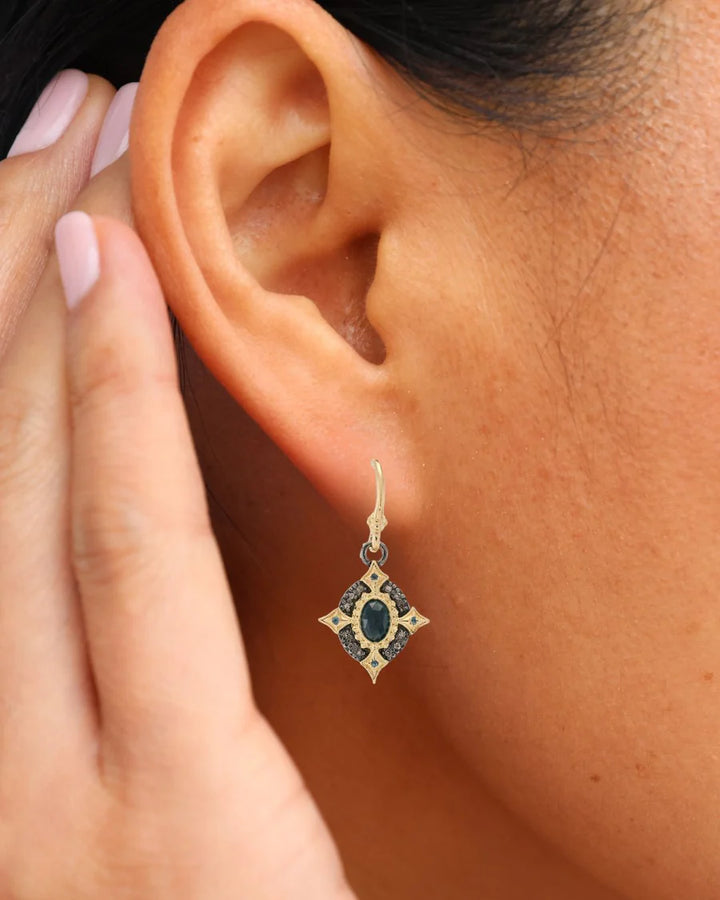 Gold & Sterling Silver London Blue Topaz Crivelli French Hook Earrings