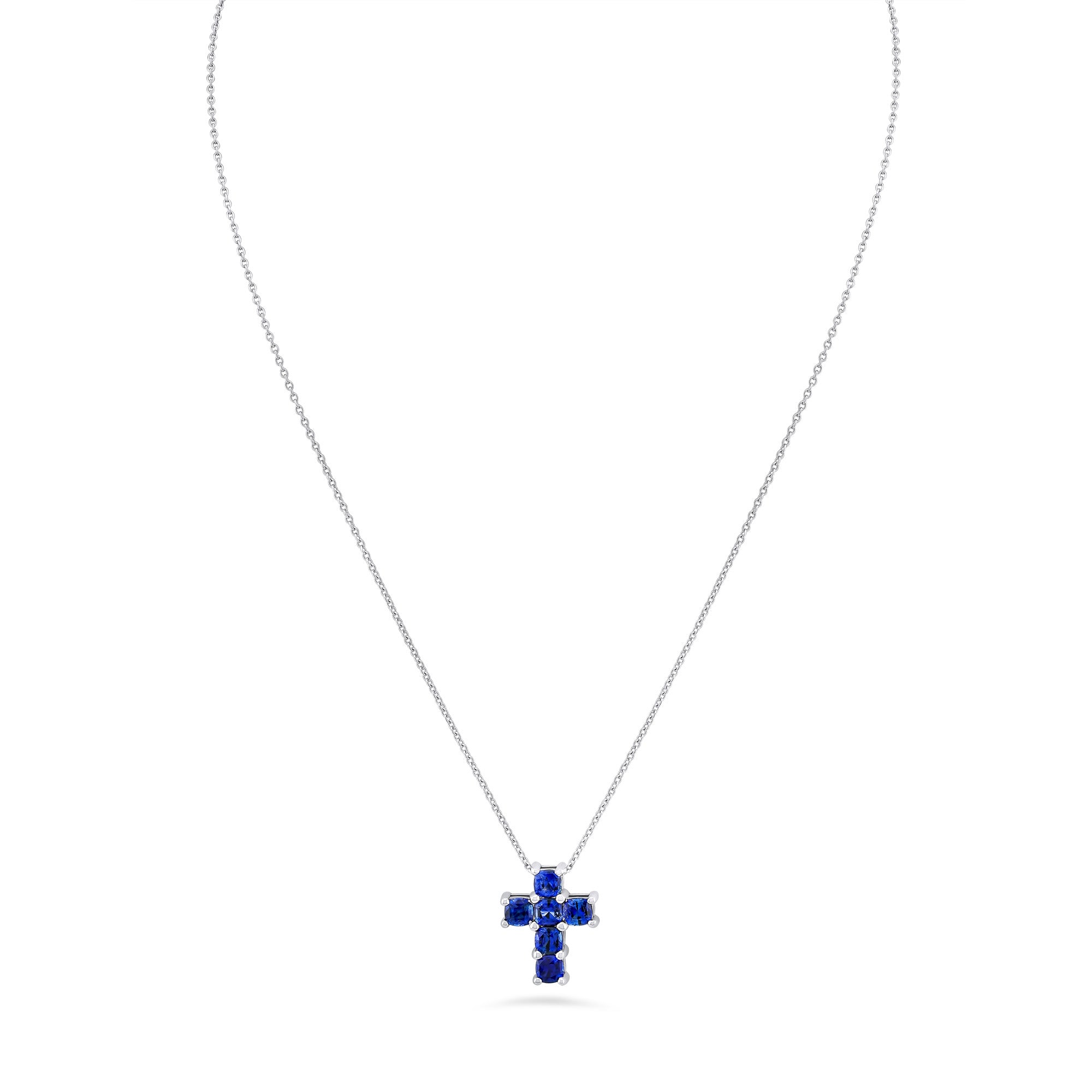 Blue Sapphire Cross Necklace