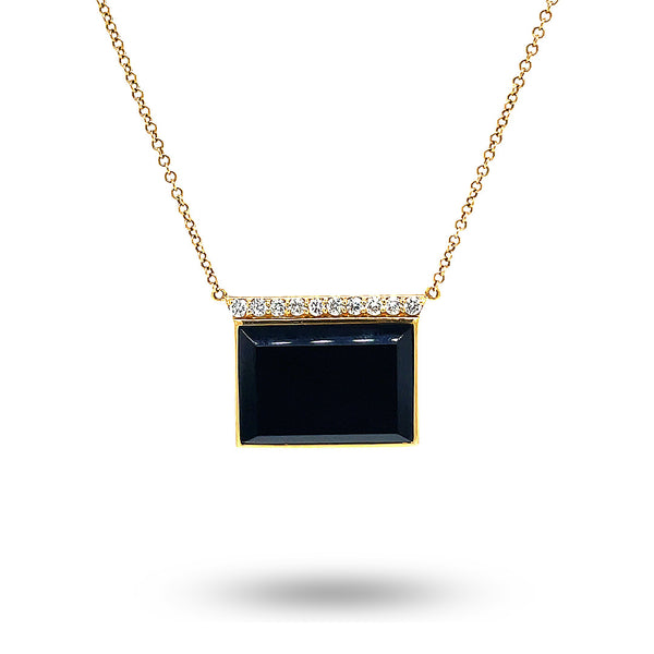 Black Onyx, 0.22ctw Diamond Necklace