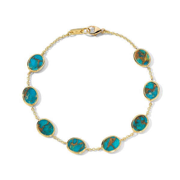 18K Yellow Gold Bronze Turquoise Bracelet