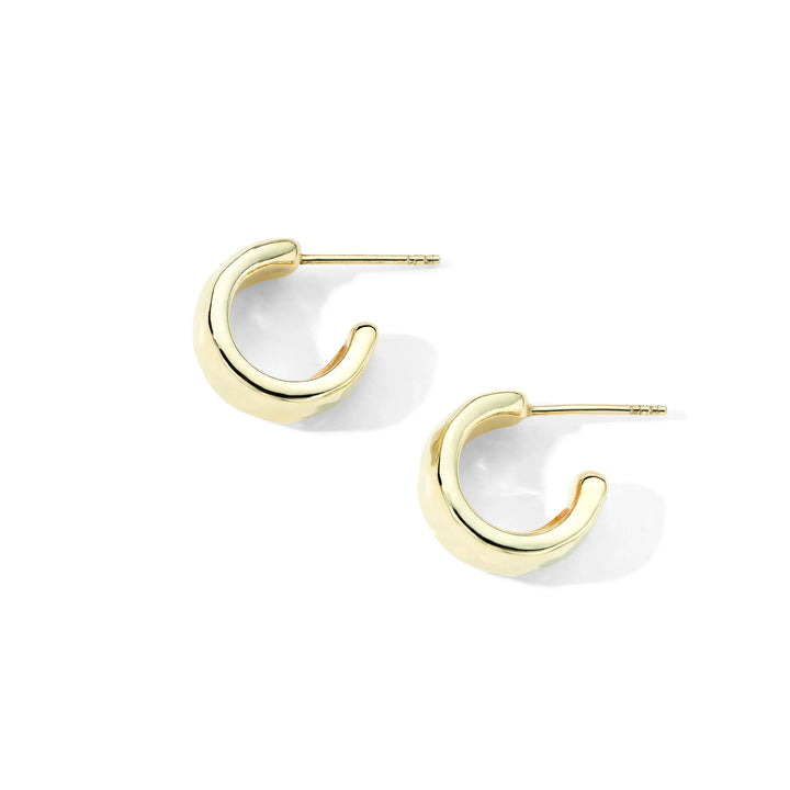 Huggie Hammered Hoop Earrings in 18K Gold