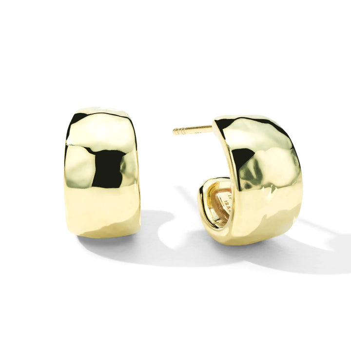 Huggie Hammered Hoop Earrings in 18K Gold