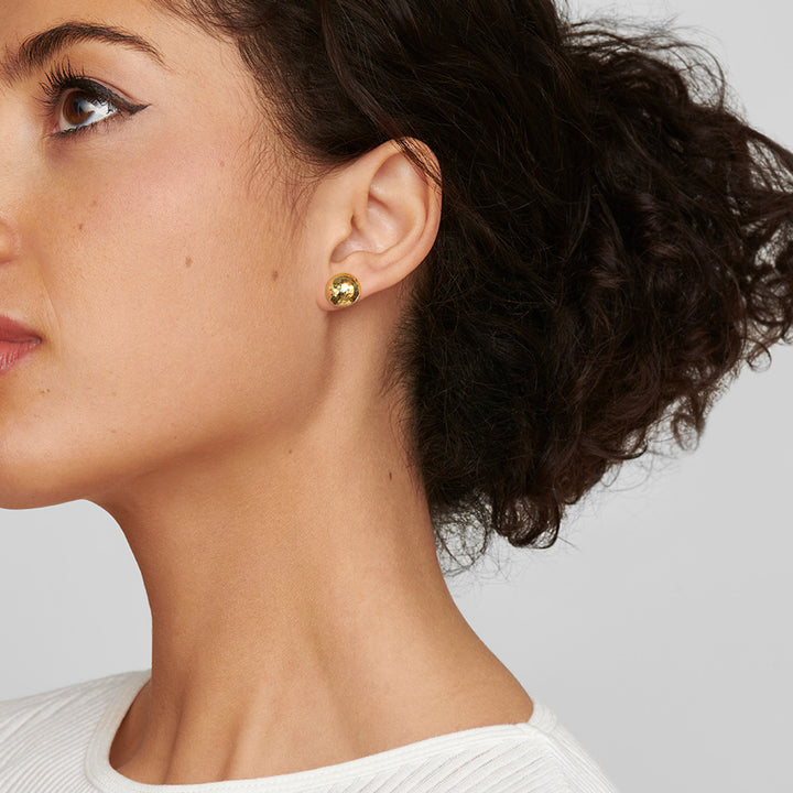 Small Hammered Pinball Stud Earrings in 18K Gold
