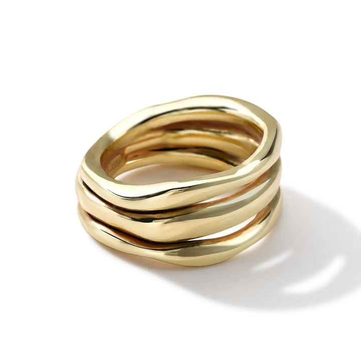 18K Gold Triple-Band Squiggle Ring