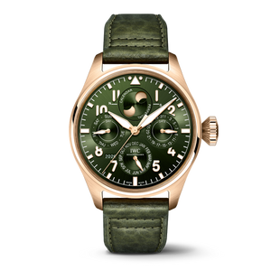 IWC gold case with green leather strap