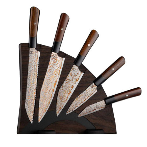Kultro Flare Chef Knives - Black Walnut Display