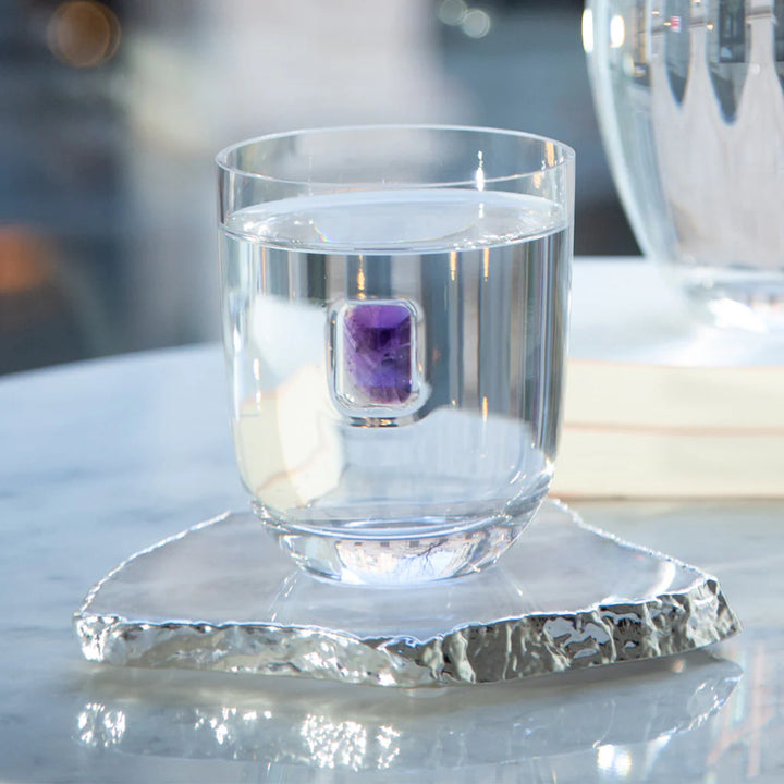 Kivita Coasters, Crystal & Silver, Set of 2