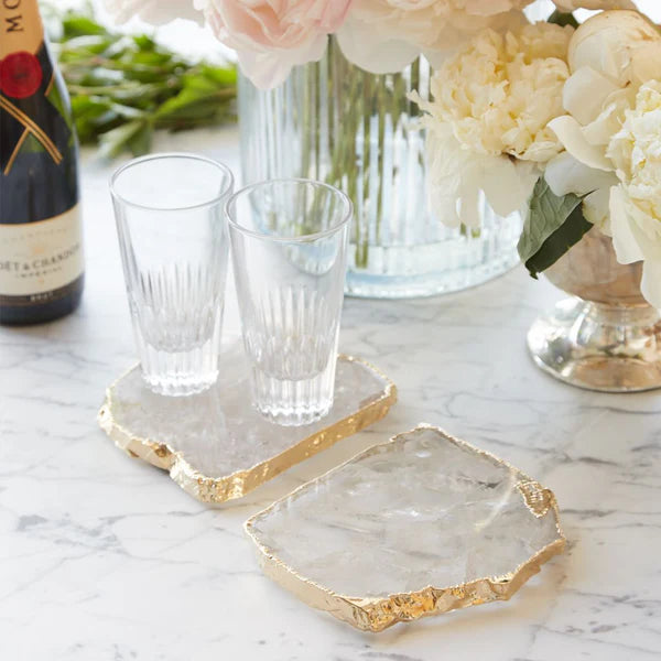 Kivita Coasters, Crystal & Gold, Set of 2