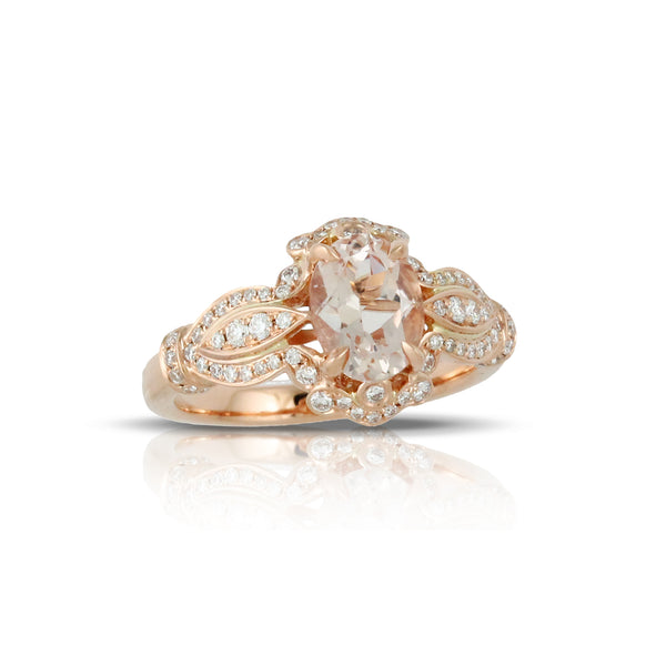 18K Rose Gold Diamond With Morganite Ring